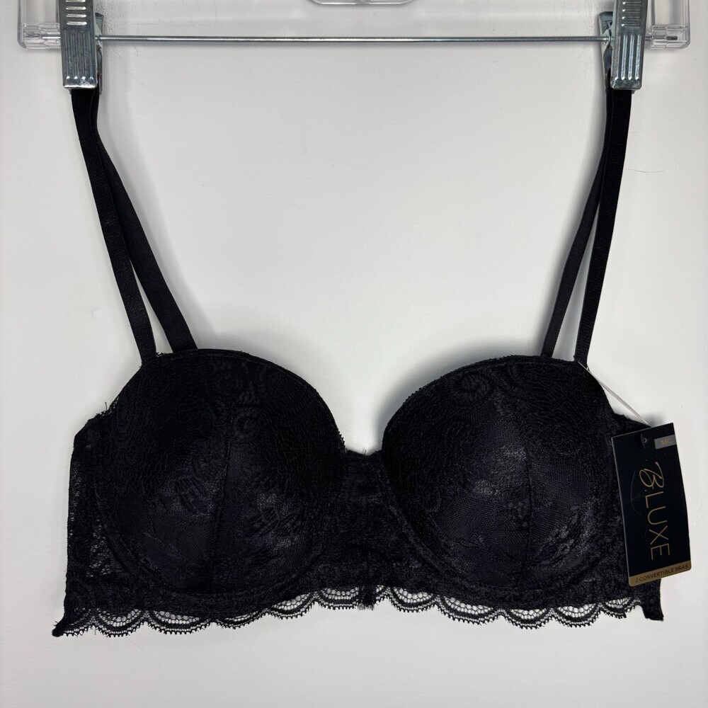 B.LUXE NEW 5Way Convertible Bra Women 34C Black Lace Adjustable Underwire Padded